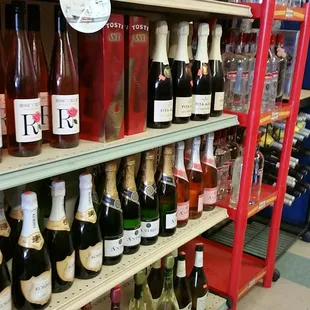 a variety of wines on shelves