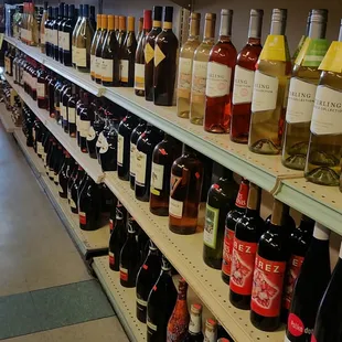 rows of liquor bottles on shelves