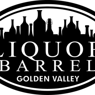 a black and white logo of liquor bottles