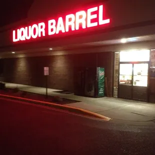 a liquor store at night