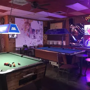 pool tables and a couple video games.