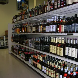 shelves of liquor