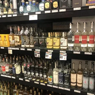 shelves of liquor in a liquor store