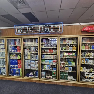 a display of beer in a store
