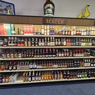 shelves of various types of liquor