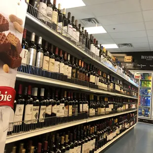 shelves of wine in a grocery store