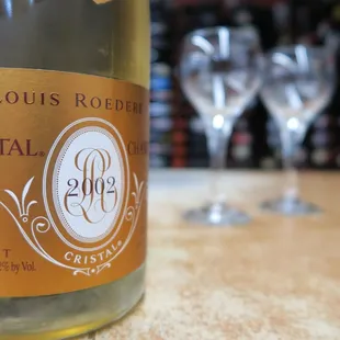 a close up of a bottle of wine