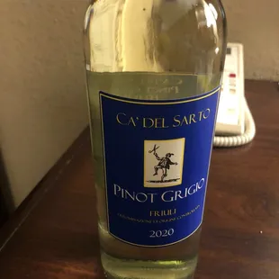a bottle of pinot grigio