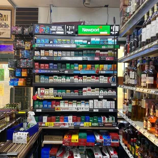 shelves of liquor in a liquor store