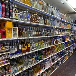 shelves of liquor in a liquor store