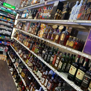 shelves of liquor in a liquor store