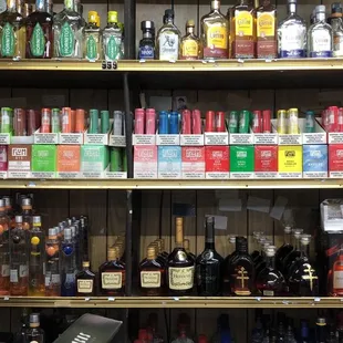 shelves of liquor
