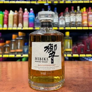 a bottle of hibiki whisky