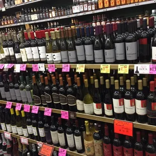 a wide selection of wine bottles