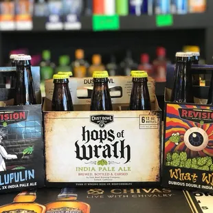 a variety of bottles of beer