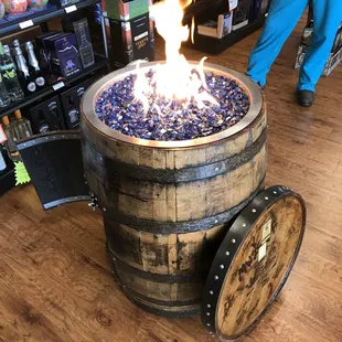 a fire pit in a barrel