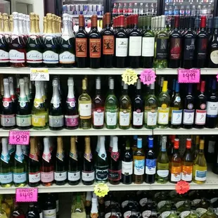 a variety of wines on shelves