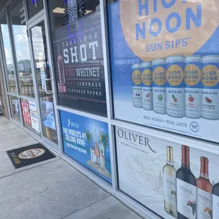 a window display of a liquor shop