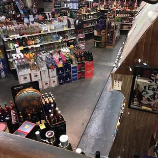 the inside of a liquor store