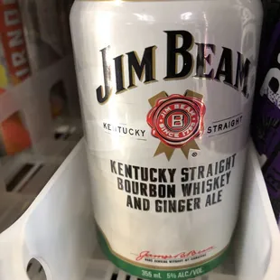 a can of jim beam kentucky straight bourbon whiskey and ginger ale