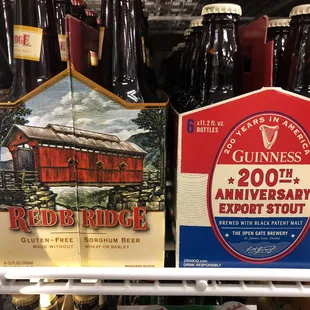 a display of beer bottles in a store