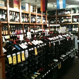 A shot of the international wine selection in the back.