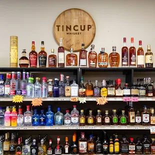 shelves of liquor in a liquor store