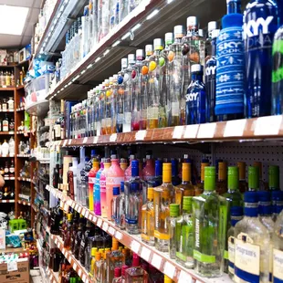 a woman shopping in a liquor store