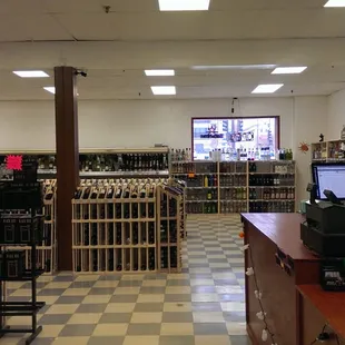 a view of a liquor store