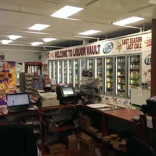 the inside of a liquor store