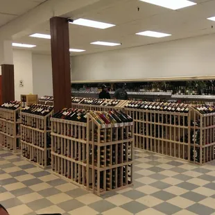 rows of bottles of wine in a liquor store