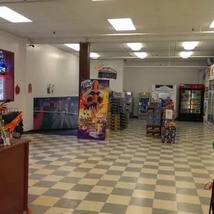 the inside of a liquor store