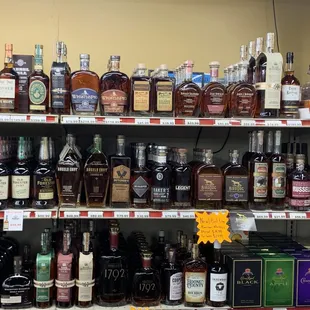 shelves of liquor in a liquor store