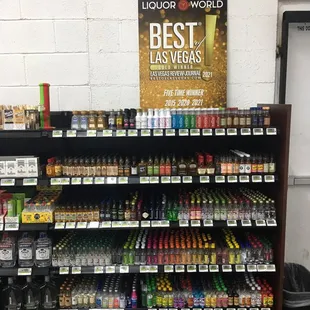 a display of liquor bottles in a liquor store