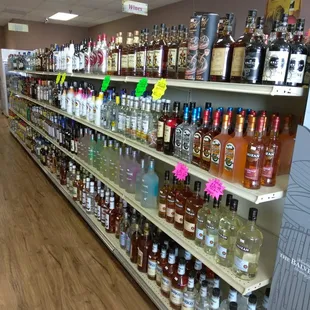 shelves of liquor in a liquor store