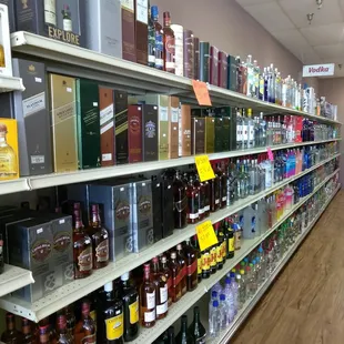 shelves of liquor in a liquor store