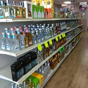 shelves of liquor in a liquor store