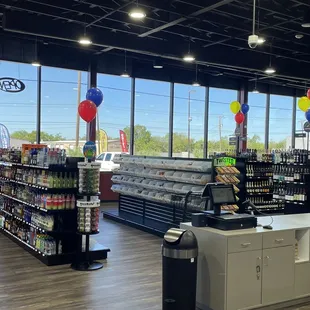 the inside of a liquor store