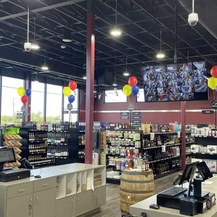 the inside of a liquor store