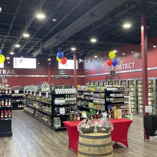 the inside of a liquor store