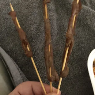 This is what they call beef on a skewer. Pathetic