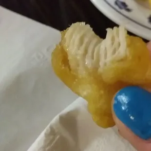 Battered chicken portion is generous.