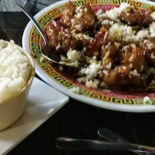 Orange chicken (I mixed in the rice.)