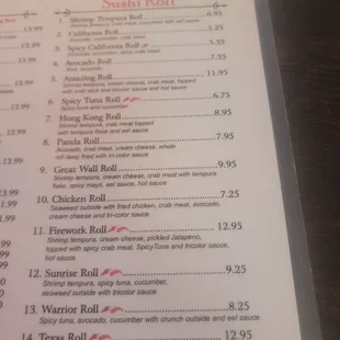 Sushi options