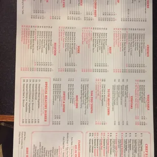a menu for a restaurant