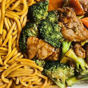 Beef with broccoli. Substitute lo mein for fried rice