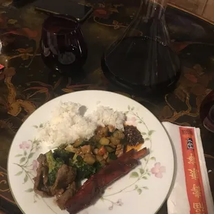 Rib tips bone in, Kung Pao, Beef n Broccoli! Yum!