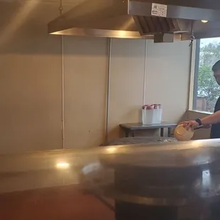 a man preparing food