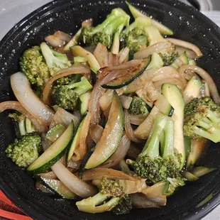 Broccoli, onion, zucchini- good, just not great