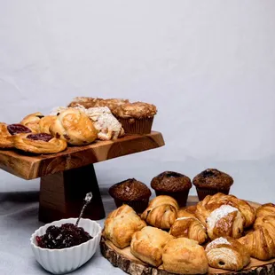 Scratch made scones, muffins, croissants, and pastries